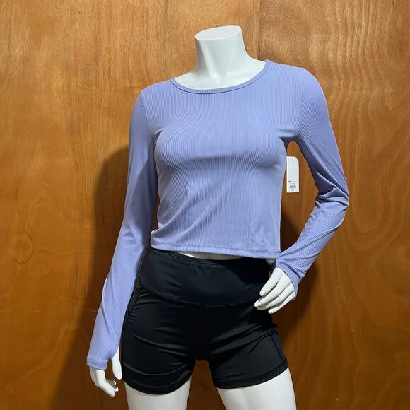 Tek Gear Girls' 2-Pack Ribbed Long Sleeve Tees Lazy River & Purple Size XL 14/16 - Picture 2 of 10